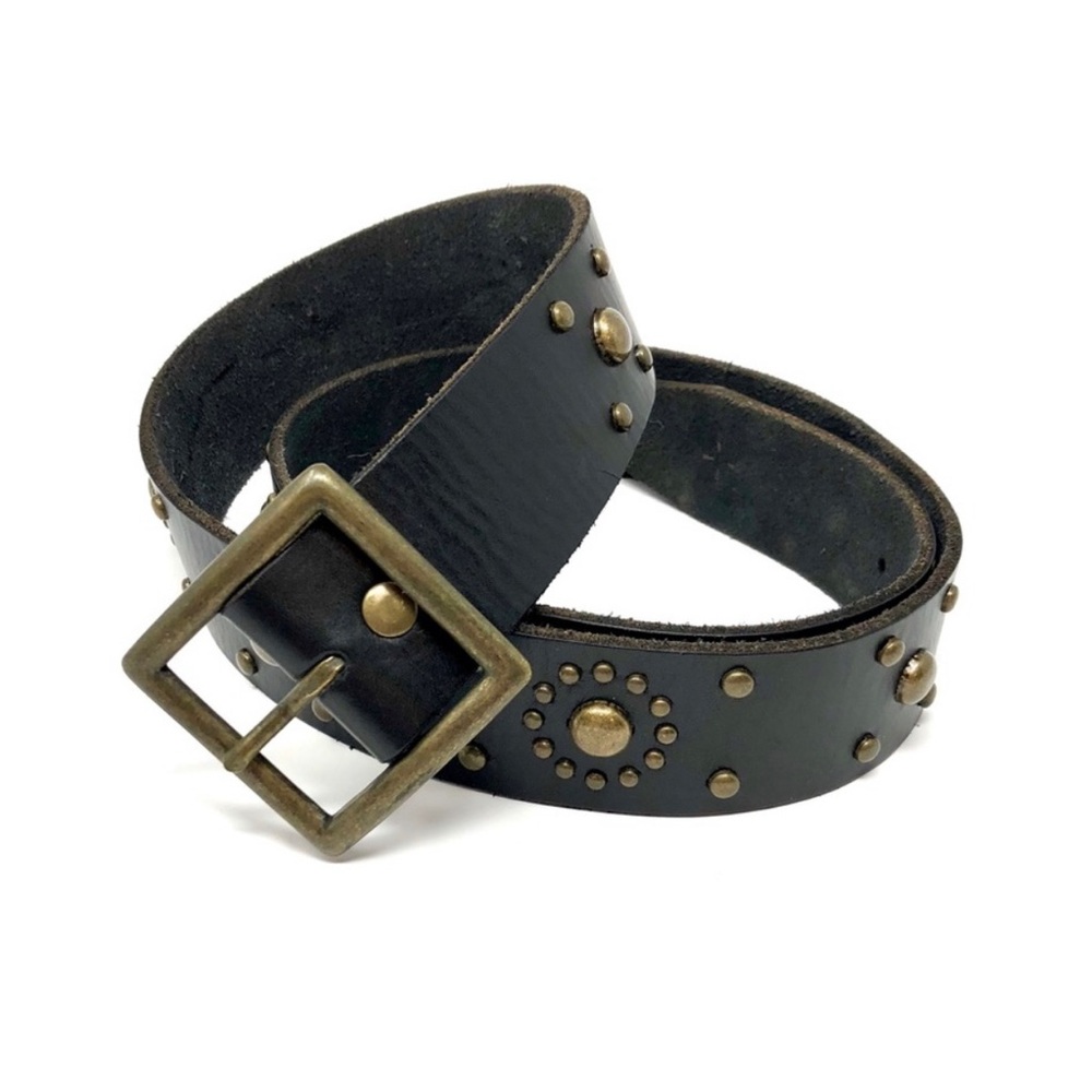 Bill Adler | Mens Black Studded Leather Belt